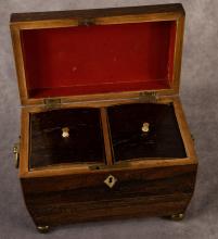 ANTIQUE ROSEWOOD TEA CADDY