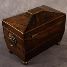 ANTIQUE ROSEWOOD TEA CADDY