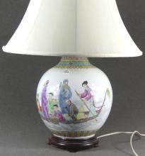 CHINESE FAMILLE ROSE TABLE LAMP