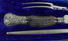 CARVING SET WITH BRITISH STERLING HANDLES