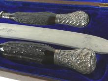 CARVING SET WITH BRITISH STERLING HANDLES