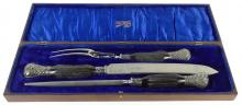 CARVING SET WITH BRITISH STERLING HANDLES