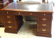 DOUBLE PEDESTAL LEATHER TOP DESK