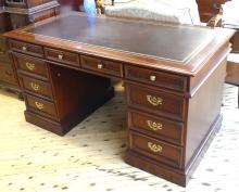 DOUBLE PEDESTAL LEATHER TOP DESK