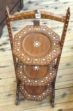 INLAID TEAK FOLDING CURATE STAND