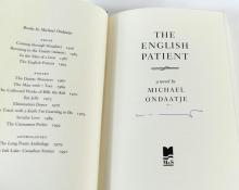 SIGNED COPY OF "THE ENGLISH PATIENT" BY MICHAEL ONDAATJE