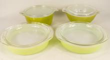 FOUR PYREX CASSEROLE DISHES