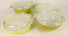 FOUR PYREX CASSEROLE DISHES