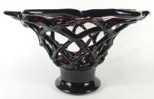 LARGE AMETHYST ART GLASS VASE