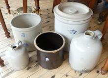 FIVE PIECES OF ANTIQUE STONEWARE