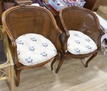 PAIR OF FRENCH CANED BACK TUB CHAIRS