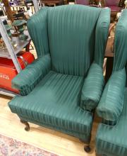 PAIR OF WING-BACK ARMCHAIRS