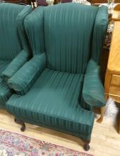 PAIR OF WING-BACK ARMCHAIRS