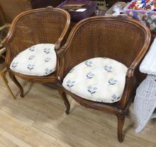 PAIR OF FRENCH CANED BACK TUB CHAIRS