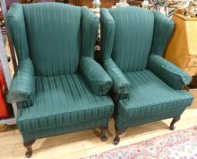 PAIR OF WING-BACK ARMCHAIRS