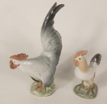 TWO DANISH "ROOSTER" FIGURINES