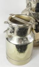 THREE ANTIQUE BRASS MILK CONTAINERS