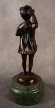 BRONZE "GIRL BLOWING BUBBLES" SCULPTURE