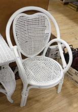 WICKER SIDE TABLE AND RATTAN CHAIR