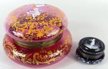 TWO ENAMELLED POWDER BOXES