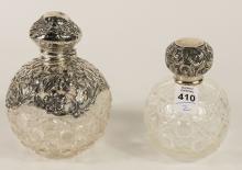 TWO STERLING LIDDED SCENT BOTTLES