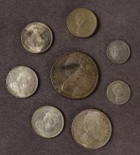 CANADIAN SILVER COINS AND BRITISH POUND