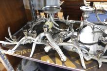 NINE METAL "ANTLER" CANDLEHOLDERS