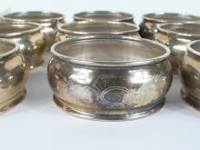 SET 12 STERLING NAPKIN RINGS