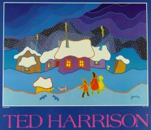 AUTOGRAPHED TED HARRISON EXHIBITION POSTER