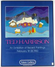 AUTOGRAPHED TED HARRISON EXHIBITION POSTER