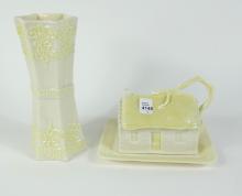 IRISH BELLEEK DISH & VASE