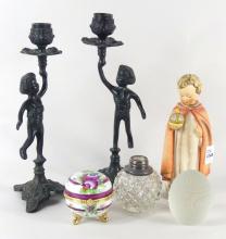 PAIR CANDLEHOLDERS, HUMMEL, ETC.