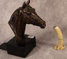 HORSE BOOKEND AND ANTLER PAPER CLIP