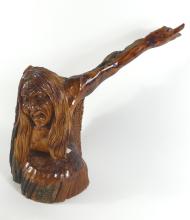 WOOD CARVING "ATTACK" BY JACK PORTICE, 1988