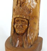 WOOD CARVING "REMEMBERING" BY JACK PORTICE, 1988