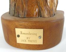 WOOD CARVING "REMEMBERING" BY JACK PORTICE, 1988