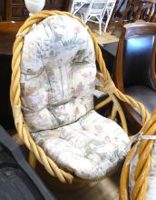 PAIR OF RATTAN SWIVEL ARMCHAIRS