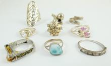 9 STERLING RINGS