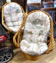 PAIR OF RATTAN SWIVEL ARMCHAIRS