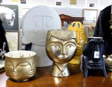 FIVE CERAMIC "HEAD" VASES