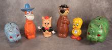 6 VINTAGE PLASTIC BANKS