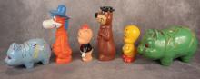 6 VINTAGE PLASTIC BANKS