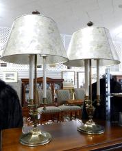 PAIR OF BRASS "CANDELABRA" TABLE LAMPS