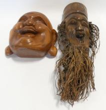 FOUR WOODEN CHINESE WALL MASKS