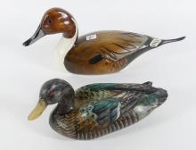 TWO CARVED DECOYS