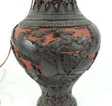 CHINESE CINNABAR LAMP