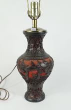 CHINESE CINNABAR LAMP