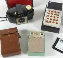 2 VINTAGE CAMERAS AND 3 ELECTRONIC CURIOS