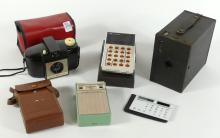 2 VINTAGE CAMERAS AND 3 ELECTRONIC CURIOS