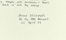 HANDWRITTEN POEM BY ANNE MICHAELS